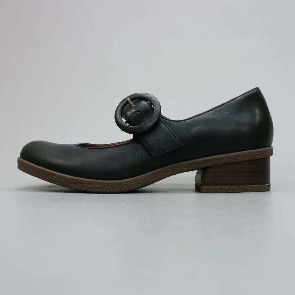 Dansko 39 Ladies 8.5-9 Brandy Black Burnished Leather Mary Jane Hook Loop Shoes - Picture 2 of 12